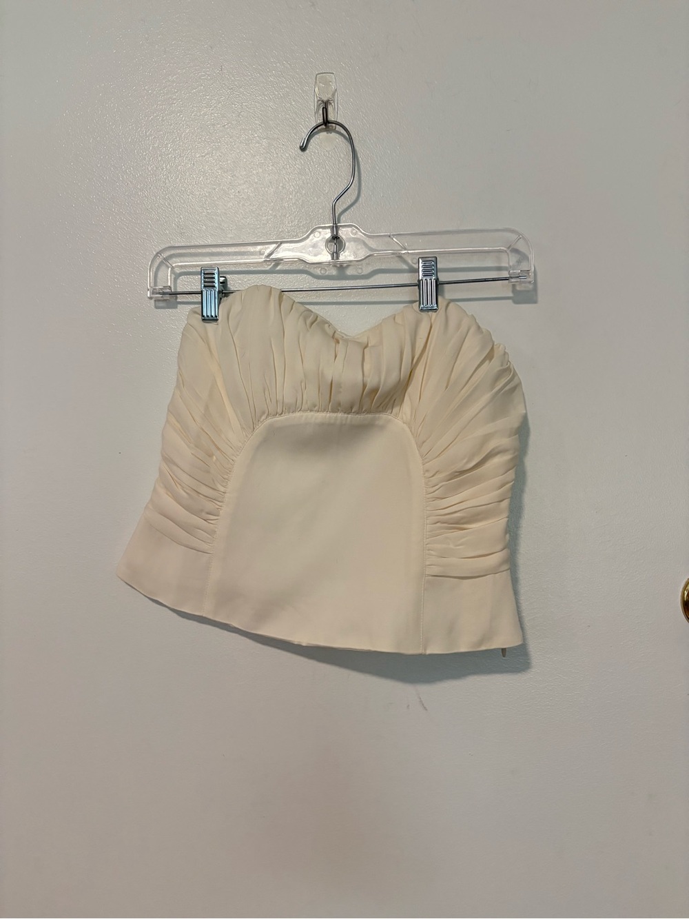 Loft NWT Cream ruched‎ bustier top with zipper womens 0